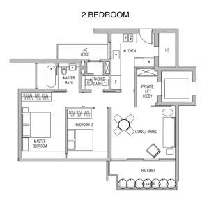 Leedon Residence 2 bedroom floor plan